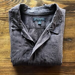 Banana Republic brown linen camp collar shirt